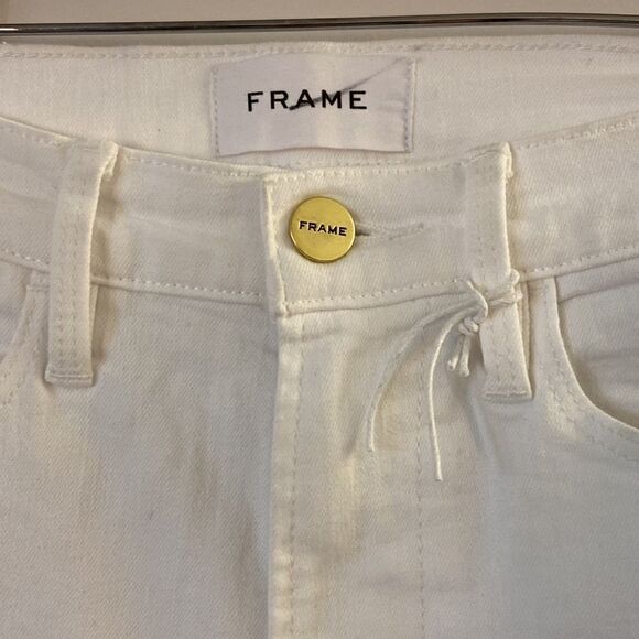 New FRAME Le High Pedal Pusher Jeans - Blanc Sz 25 - Picture 3 of 6